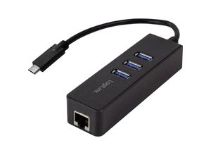 4052792044737 - LogiLink USB 32 Gen 1 (USB 30) Adapter [1x USB 32 Gen 1 Stecker C (USB 30) - 1x RJ45-Buchse USB 32 Gen 1 Buchse A (USB 30)] USB-C 3-Port Hub with