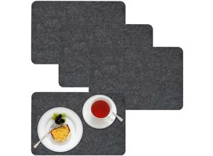 4057216038453 - - 4 Extra-Dicke Filz Tischsets 43x30x05cm Edle Platzsets Platzdeckchen Tisch-Unterlage Filzunterlage Grau - grau