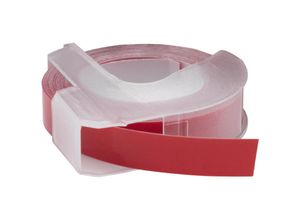 4069099513118 - Vhbw - 1x 3D Prägeband-Schriftband-Kassette kompatibel mit Typo Clic Etiketten-Drucker 3m x 9mm Weiß auf Rot