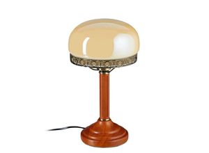 4052025166113 - Relaxdays - Tischlampe Rund Holzfuß Nostalgie Jugendstil Look beige   messing-optik 10016611