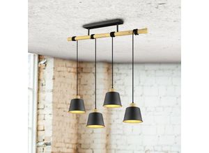 4017807502718 - Webmarketpoint - Bar-Kronleuchter aus Holz 4 Lampenschirme in Schwarzgold Harris Trio Lighting