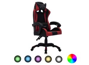 8720286224687 - Vidaxl - Gaming-Stuhl mit rgb LED-Leuchten Weinrot Schwarz Kunstleder Mehrfarbig