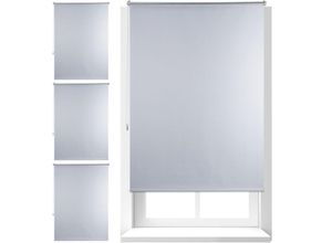 4052025303969 - Relaxdays - 4 x Thermo Verdunklungsrollo Hitzeschutz Fenster Seitenzugrollo Klemmfix ohne bohren 110x160 Stoff 106cm weiß