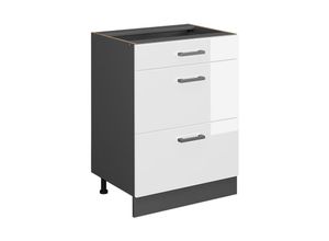 4066731045709 - Schubladenunterschrank Küchenschrank Küchenzeile R-Line 60 cm Anthrazit Weiß Schublade