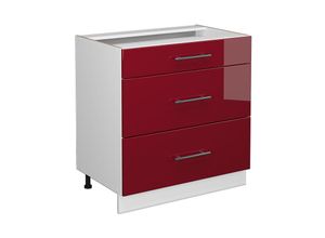 4066731395798 - Küchenunterschrank Fame-Line Bordeaux Hochglanz 80 cm mit 3 Schubladen AP Eiche Vicco 4066731395798 - Küchenunterschrank Fame-Line Bordeaux Hochglanz 80 cm mit 3 Schubladen AP Eiche Vicco