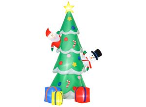 4251774918398 - Aufblasbarer Tannanbaum mit Schneemann Weihnachtsmann und Geschenken Grün 144 x 125 x 210 cm (BxTxH) Aufblasdeko Weihnachtsfigur Aufblasbarer Tannanbaum