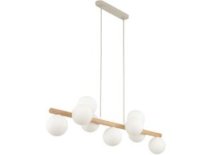 4255596701572 - Licht-erlebnisse - Hängelampe Metall Glas G9 h max 125 cm Holz hell Weiß länglich Modern Pendelleuchte - Holz hell Weiß