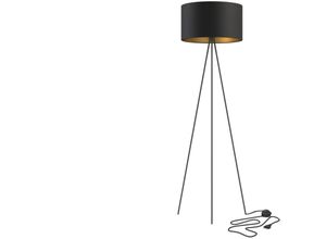 4255596661807 - Licht-erlebnisse - Stehlampe Metall E27 156 cm Dreibein in Schwarz Gold Modern Stehleuchte - Schwarz Gold