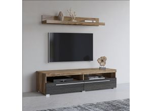 5900488564702 - Lowboard HELVETIA RogerBreite 140 cm stilvolle TV-Kommode inclusive Wandboard Sideboards braun (satin nussbaumfarben darkwood) Lowboards TV-Schrank mit viel Stauraum TV-Board 2 Klappen 5900488564702 - Lowboard HELVETIA RogerBreite 140 cm stilvolle TV-Kommode inclusive Wandboard Sideboards braun (satin nussbaumfarben darkwood) Lowboards TV-Schrank mit viel Stauraum TV-Board 2 Klappen