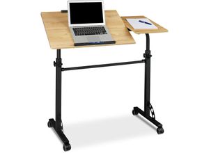 4052025969578 - Relaxdays - Laptoptisch groß xxl höhenverstellbar HxBxT 110 x 100 x 50 cm Holz Mobiles Rednerpult Bremsbare Rollen Notebook Beamer Laptops 2