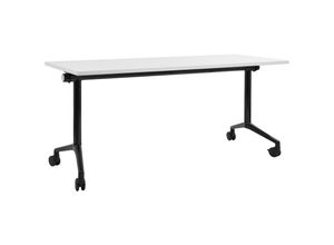 4255664877260 - Beliani - Schreibtisch Weiß u Schwarz 160 x 60 cm Klappbar Faltbar mit Rollen Mobil Bürotisch für Homeoffice Büro Modernes Design