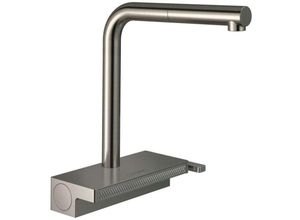 4059625255551 - M81 - Spültischarmatur Aquno Select mit ausziehbarem Auslauf und flachem Brausestrahl sBox Edelstahl 73830800 - Hansgrohe