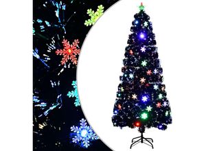 8720286361955 - Vidaxl - Weihnachtsbaum mit LED-Schneeflocken Schwarz 180 cm Fiberoptik Schwarz