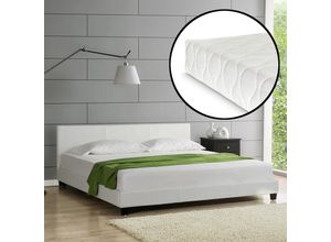 4260390265885 - [corium] - Kunstlederbett Albacete mit Matratze 140x200 weiß Corium - Weiß