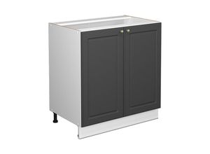 4066731051540 - Unterschrank Küchenschrank Küchenmöbel Fame-Line Weiß Anthrazit-Gold Landhaus 80 cm Küche Einbauküche Drehtür Einlegeboden Blende Küchenzeile