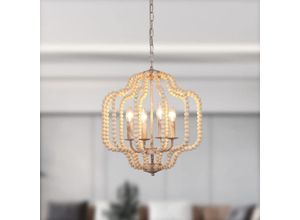 0717664429947 - Vintage Pendelleuchte Holzperlen Kronleuchter 4 Licht Retro Hängelampe Bauernhaus Kronleuchter Weiß Kronleuchter für Esszimmer Küche Schlafzimmer 0717664429947 - Vintage Pendelleuchte Holzperlen Kronleuchter 4 Licht Retro Hängelampe Bauernhaus Kronleuchter Weiß Kronleuchter für Esszimmer Küche Schlafzimmer