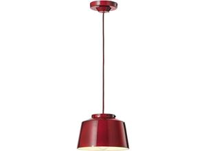 4255596705228 - Licht-erlebnisse - Hängeleuchte Metall Keramik rund d 23 cm h max 137 cm Bordeaux E27 Retro Design Keramikleuchte - Bordeaux