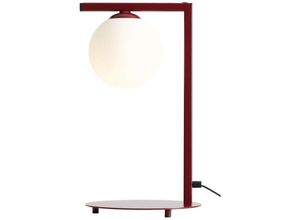 4255596684585 - Licht-erlebnisse - Tischleuchte Metall Glas 49 cm hoch Rot Weiß E14 Kugelschirm Modern - Rot Weiß