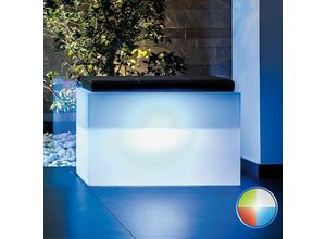 8056450701884 - Idralite - Sitzbank mit Led Rechteckig aus Harz mod Roomy 80x35 cm mit multicolor led mit Batterie