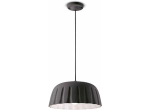 4255596708915 - Licht-erlebnisse - Pendelleuchte Keramik d 40 cm h max 138 cm Dunkelgrau E27 rund Retro Design Keramiklampe - Dunkelgrau