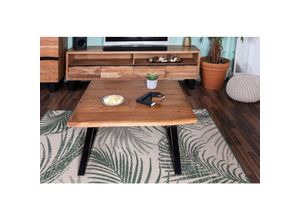 4251935917802 - Sam Outillage - Couchtisch Baumkante 90x90 cm Akazie Nussbaumfarben schwarz X-Gestell geschlossen