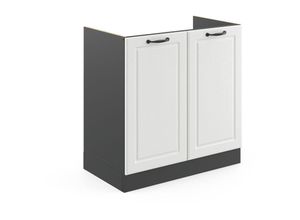 4066731390069 - Spülenunterschrank R-Line Weiß Landhaus 80 cm  ap Marmor Vicco