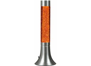 3895682384039 - Licht-erlebnisse - Runde Lavalampe Orange Glitter h 38 cm Retro Partylicht - Silber Orange Glitter