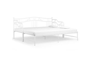 8720286195611 - Bonnevie - Ausziehsofa BettgestellSchlafzimmerbett Weiß Metall 90x200 cm vidaXL