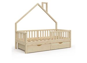 4251421953154 - Vitalispa - Kinderbett Noemi 160x80cm Natur mit Schubladen und Rausfallschutz