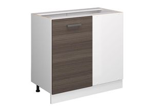 4066731044986 - Eckunterschrank Küchenschrank Küchenzeile R-Line 86 cm Weiß Edelgrau Tür