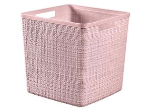 3253924841458 - CURVER JUTE RECYCLING Aufbewahrungskorb Cube 17 Liter Aufbewahrungskiste mit zwei Griffen und Jute Optik Farbe rosa