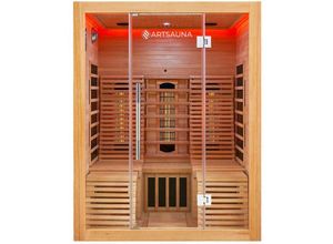 4260565520146 - Infrarotkabine Helsinki 150 - Infrarotsauna 150x150 cm mit Dual-Technologie LED-Farblichttherapie & 2 Liegen für 3 Personen - Wärmekabine - Artsauna