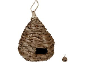 4052025919900 - Vogelnest dekorativer Nistkasten hängend Kokosfaser geflochten Garten Balkon Nest HxD 38 x 21 cm natur - Relaxdays