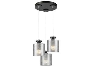 5907687417563 - Lamkur Lighting - Lamkur Rosa Cluster-Pendel-Deckenleuchte mit Stoffschirm Schwarz 3x E27