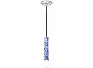 4255596709356 - Licht-erlebnisse - Hängeleuchte Keramik ø 55 cm rund Blau Muster E27 Retro Design Keramiklampe - Blau Muster 4255596709356 - Licht-erlebnisse - Hängeleuchte Keramik ø 55 cm rund Blau Muster E27 Retro Design Keramiklampe - Blau Muster
