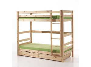 5420070213516 - Etagenbett Kinderzimmer PINOO-12 in Kiefer massiv natur lackiert mit Leiter b h t ca 210 182 105 cm - braun