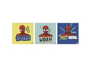 5011583536898 - Leinwandbild MARVEL Spiderman Badges Bilder Gr B H T 90 cm x 30 cm x 25 cm Leinwandbild 3 St bunt (mehrfarbig) Leinwandbilder