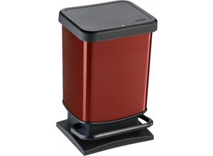 7610859233912 - Rotho Treteimer PASO 20 Liter Abfalleimer aus Kunststoff mit Tritt-Funktion Farbe schwarz  rot metallic