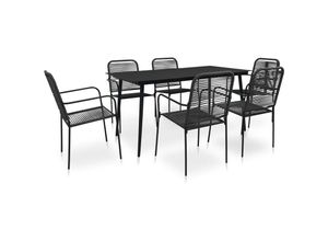 8720286210222 - Vidaxl - 7-tlg Garten-Essgruppe Baumwollseil und Stahl Schwarz Schwarz