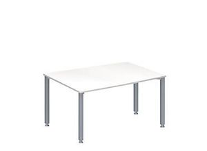 4251898814736 - Genius Konferenztisch MODENA FLEX Tonne 4-Fuß Quadratrohr B 1400 x T 1000 800 x H 720-840 mm weiß weißaluminium RAL 9006