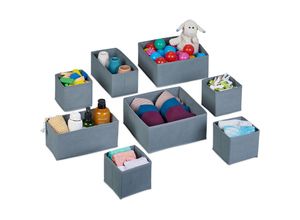 4052025480660 - Schubladen Organizer 8-teiliges Wäscheorganizer Set 3 Größen für Kleiderschrank & Schublade faltbar grau - Relaxdays