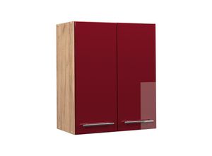 4066731151660 - Hängeschrank Küchenschrank Küchenmöbel Fame-Line Eiche Rot Bordeaux modern 60 cm Küche Einbauküche Hängeschrank Drehtür Einlegeboden Küchenzeile Hochglanz