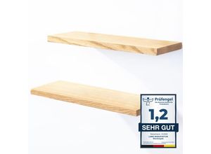 4064755205697 - 2 Stück Wandregal aus Holz mit unsichtbarer Befestigung 2x 42cm Wandregal aus 100 % echtem Holz Hängeregal für Wohnzimmer Schlafzimmer Wandregale