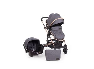 3801001011159 - Kikkaboo Kinderwagen 3 in 1 Amaia Autositz Sportsitz Tragetasche Wickeltasche dunkelgrau