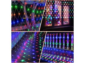 9475631453128 - Vingo - led Lichternetz Deko Lichtervorhang Lichterkette Hochzeit Lichterketten Fenster Beleuchtung 8 Modi IP44 für Weihnachten Party Außen Innen rgb