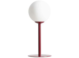 4255596684899 - Licht-erlebnisse - Tischleuchte Glas Metall E14 35 cm Rot Weiß rund Kugelschirm Modern - Rot Weiß