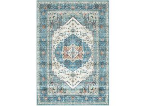 4055641957226 - - Waschbarer Teppich traditional 160 x 230 cm – türkis mehrfarbig - blau