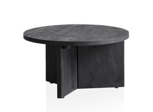 4251757715778 - Couchtisch Massivholz Schwarz Sofatisch 60x60x33cm Wohnzimmertisch Rund