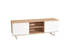 4251757713057 - Lowboard 150 cm TV Schrank Fernsehkommode Fernsehschrank Eiche Weiß