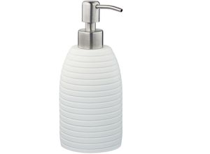 4052025908805 - Seifenspender 300 ml nachfüllbar Bad wc Küche Flüssigseifenspender Polyresin Edelstahlpumpe weiß - Relaxdays